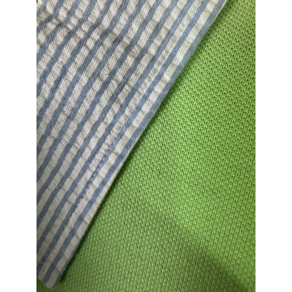 Y2K Ralph Lauren Shirt Mens L Neon Green Cotton Polo Seersucker Collar